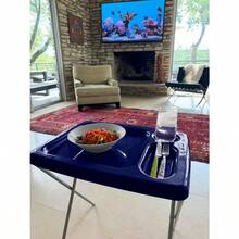 Folding TV Tray Table Set Of 2 Flag Blue 17 X 22 X 26 Inches Portable Indoor-Outdoor Glamping Trays With Space For TV Dinners Laptop Utensils And Drinks