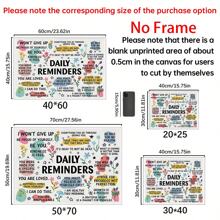 1 PIEZA Póster de lienzo con recordatorios diarios inspiradores, arte de pared motivacional para el hogar, oficina, cafetería - Sin marco, sin plumas - Ideal para regalos de cumpleaños y festividades - 1PC - Ver 3