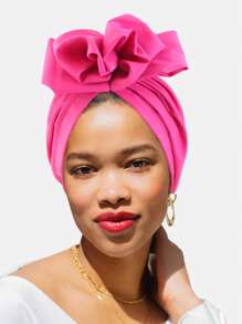 1 pièce Bandeau/turban plissé, de couleur unie, avec nœud papillon élastique, pour femme, convient pour une utilisation quotidienne