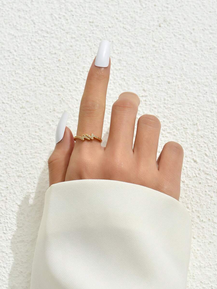 Nooxian 1 件女士斋月时尚水钻元素戒指，奢华闪电锆石戒指