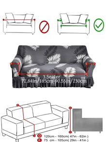 1pc Soft Elastic Print Sofa Cover, Slipcover For Single, Loveseat, 3-Seater, 4-Seater Sofa, Made Of Milk Silk, Non-Slip, Suitable For All Seasons - Dark Grey - View 16