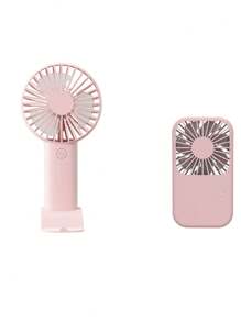 1 pieza Ventilador de triple hoja recargable por USB con soporte, se puede usar como soporte para teléfono/tableta, diseño lindo adecuado tanto para niños como para niñas. Regalo ideal para mujeres, perfecto para actividades al aire libre, playa, oficina, escuela, hogar [Ventilador de refrigeración de verano]