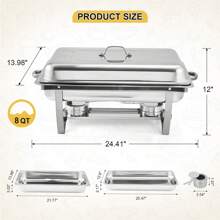 Chafing Dishes For Buffet 2 Pack, 8 Qt Stainless Steel Chafers And Buffet Warmers Sets With Lid, Rectangle Serving Food Warmer Catering Supplies Buffet Display For Parties, Silver - Silver - View 3