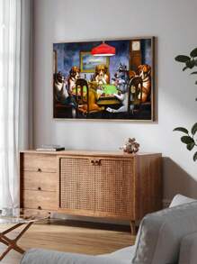 1pc Unframed Large Canvas Poster - Vibrant Dogs Playing Poker Artwork, Funny Animals Art Oil Painting Poster, Bedroom Wall Art, Living Room Wall Decor, Dining Room Wall Decoration, Kitchen Decorative, Study Room, Corridor, Dormitory Decoration, Ideal Gift For Friends, Wall Arts, Wall Decoration, Home Decoration, Room Decoration Canvas Painting ,Posters,Frameless ﻿ Gifts Birthday Graduation
