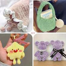 8 件/400 克优质闪亮雪尼尔纱线组合，用于钩针编织、针织 DIY 产品（包、帽子、装饰品、毛毯）、手工 DIY 圣诞礼物、柔软毛绒人造毛皮睫毛纱，配 3 毫米钩针（1 件 = 50 克 = 90 米 = 1.76 盎司 * 8 件） - 彩色 - 查看 9