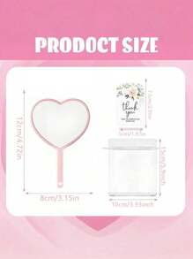 30/15/3pcs Pink Heart-Shaped Handheld Mirror Set, Portable Cute Love Hand Mirror With Handle, Small Travel Mirror Makeup Mirror, Including Pink Handheld Heart-Shaped Mirror, White Organza Bag, Flower Thank You Label, Wedding Guest Return Gift Set, Bridesmaid Souvenir, Bridesmaid Bride Gift, Bridal Shower Return Gift Set, Suitable For Princess Party Gifts, Bridal Shower, Wedding, Anniversary