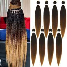 8 Packs Braiding Hair Pre Stretched Long Braiding Hair For Braiding Twist Hair Pre Stretched Braiding Hair For Crochet Braids Hot Water Setting Soft Yaki Texture - 1B/30/27 - 查看 1