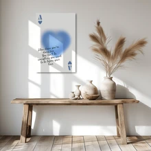 1pc Framed Canvas Wall Art, Light Blue Canvas Wall Art Slow Down You're Doing Fine Retro Light Blue Ace Of Hearts Playing Card Print Poster Art Print Canvas Poster, Ideal Gift For Bedroom Living Room Hallway Dorm Wall Decor - 彩色 - 查看 5