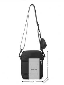 peach tree Nylon Small Sling Bag, Men Shoulder Bag Crossbody Earphone Bag Bucket Bag Light Messenger Bag, Suitable For Teenagers, College Students, Christmas Gift, Business Casual, Large Capacity With Zipper Closure, Great For Office, University, Autumn Gift Sling Bag For Men - Black - View 3