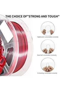 Silk Black Red Gradient PLA 1KG 3D Printed Filament, Bi-Color Gradient, High Toughness, Shiny Texture, Diameter 1.75mm, Low Shrinkage, Dimensional Accuracy +/- 0.02mm, Smooth Surface Plastic Material [Spool Color Random]