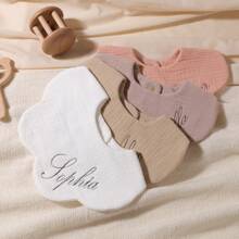 1pc Customized Embroidery Name Baby Bib, Decoration Drool Cloth, Infant Shower Gift For Boys Or Girls,Delicate Romance,Baby,Customized Baby Bibs - Multicolor - View 5