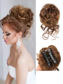 Pièce de chignon désordonné, chouchou, extension de cheveux pour chignon ébouriffé, queue de cheval bouclée et ondulée, chignon synthétique pour femmes et filles, mariage