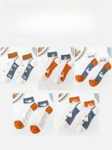 5 paar dames cartoon kristal zijden korte onzichtbare boot sokken, zomer stijl ademend antislip anti-haken