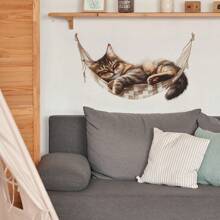 1pc Cute Cat Themed Window Decal, Waterproof, Easy To Use Home Kitchen Cabinet Wall Stickers Gifts Birthday Graduation