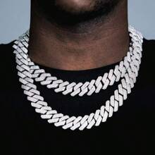 20mm Iced Out Cuban Link Chain Hip Hop Rhinestone Chain Necklace Bling Rhinestone Thick Cuban Link Chain Necklace Luxury Hip Hop Jewelry For Men And Women - 20MM - View 6