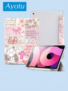 Ayotu Religious Girls And Flowers Case Compatible With Samsung Galaxy Tab/IPad,IPad 9th/8th/7th Generation 10.2 Inch ,New IPad 10th Generation Cover,With Auto Wake/Sleep,Four Corners Anti-Fall
