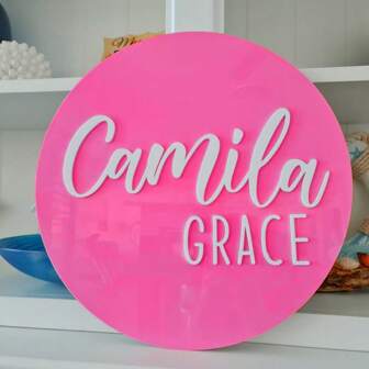 Customized Double Layer Name Logo | Acrylic Logo | Round Door Sign | Bedroom Sign | Personalized Name Logo | Nurse Logo | Pink Sign Gifts Birthday Graduation