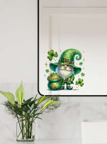 1pc St. Patrick's Day Dwarf Decal - Self-Adhesive Waterproof PVC Sticker With Herringbone Pattern, Square Shape For Bathroom, Window, Fridge & Ceramic Surface Decor Gifts Birthday Graduation Room Decor Home Decor Wall Decor Bathroom Decor Bedroom Decor Room Decoration Stuff Living Room Decor House Decor Home Decor Living Room Wall Art Wall Paper Stickers