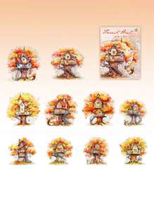 10 Forest Series Landscape PET Waterproof Stickers For Pencil Case Mobile Phone Case Photo Album Account Skateboard Shoes Water Cup Bag Stickers, Back To School Gifts