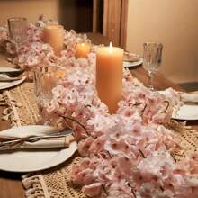 1 件人造樱花花环，粉色樱花藤蔓，适用于婚礼、派对、家居装饰、室内外装饰、管道包裹