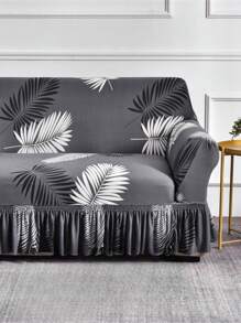 1pc Soft Elastic Print Sofa Cover, Slipcover For Single, Loveseat, 3-Seater, 4-Seater Sofa, Made Of Milk Silk, Non-Slip, Suitable For All Seasons - Dark Grey - View 9