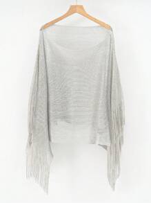 1 件女士沙滩配饰复古纯色金属纱沙滩罩衫，时尚独特，适合春夏季度假，沙滩装 - 彩色 - 查看 7