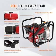 Gasoline Powered Trash Pump, 3"/2", 6.5HP/7HP, 132GPM /242GPM 4-Stroke Gasoline Engine Water Transfer Pump With 25ft/7.62m Outlet Hose, 98/148ft Max Lift, 22/26ft Suction, Cast Iron Impeller For Irrigation Ponds - Gasoline Powered Trash Pump(1) - 查看 5