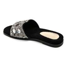 Casual Slippers With Decorative Straps, Ergonomic Footbed Design - Black - View 3