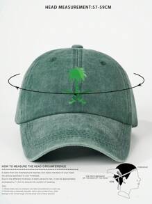 1pc Women's Palm Tree Printed Washed Baseball Cap, Adjustable Outdoor Sun Protection Leisure Hat, Suitable For Spring, Autumn, Travel, Beach, Also Fit For Men, Y2K Style