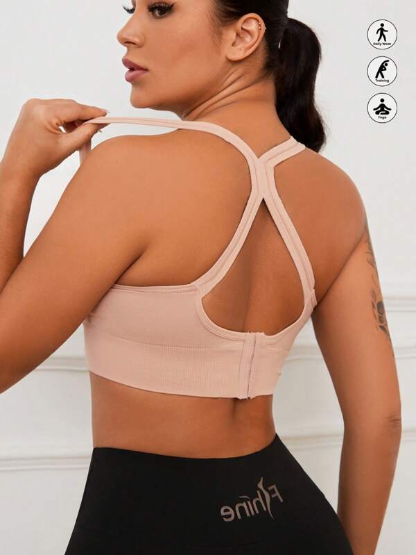 Sutiãs esportivos push-up ajustáveis sem costura para mulheres - conforto, respirabilidade, à prova de choque e moda para ioga