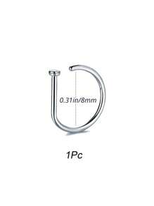 1 件/3 件/5 件女士和女孩假鼻环金色不锈钢 D 型简约美式个性字母嘻哈街头风格无孔配饰假鼻钉 - 金色 - 查看 19