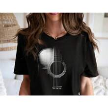 Acoustic Guitar T Shirt, Musicians Shirts, Guitarist Shirts, Music Tees, Guitar Player Shirt , Musician Gifts T-Shirt ,Mom Gift Guitar Shirt - Black - View 1