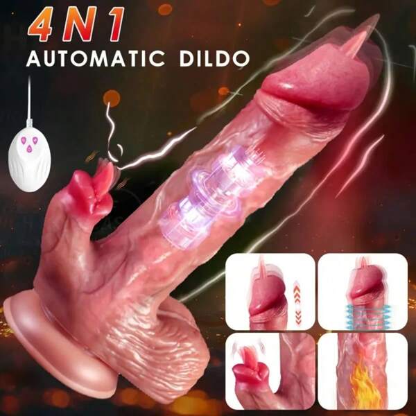 Gode et vibromasseurs Jouets sexuels pour femmes Gode vibrant féminin réaliste avec fonction de léchage - Gode en silicone de 22 cm avec 9 vibrations, 3 modes d'insertion, fonction de léchage chauffante