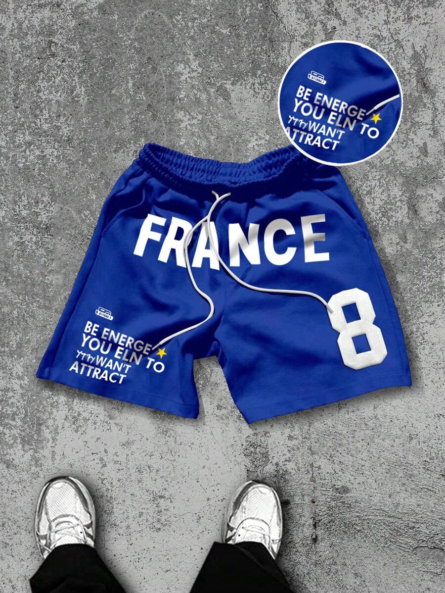 New Men's Letter Printed Loose Shorts