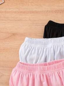 3 piezas Short de bebé de unicolor cómodo, bombacho informal con cintura elástica, pantalón corto para niña bebé y niña pequeña para el verano