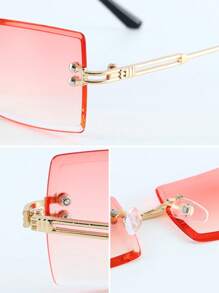 1 件装铜色无框眼镜渐变方形个性女士时尚眼镜适合日常生活热带海滩度假音乐节外出装时尚配饰