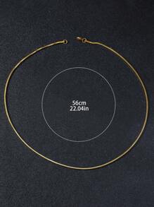 1pc 18K Gold Plated Stainless Steel Twisted Chain Necklace, Simple Design Suitable For Men's Daily Wear, Gift For Boyfriend, Father, Husband, Classmate