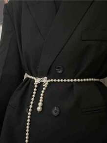 1pcs 女士珍珠连衣裙腰带 高端白色 配裙子百搭甜美装饰细腰链收腰配饰 - 多色 - 查看 3