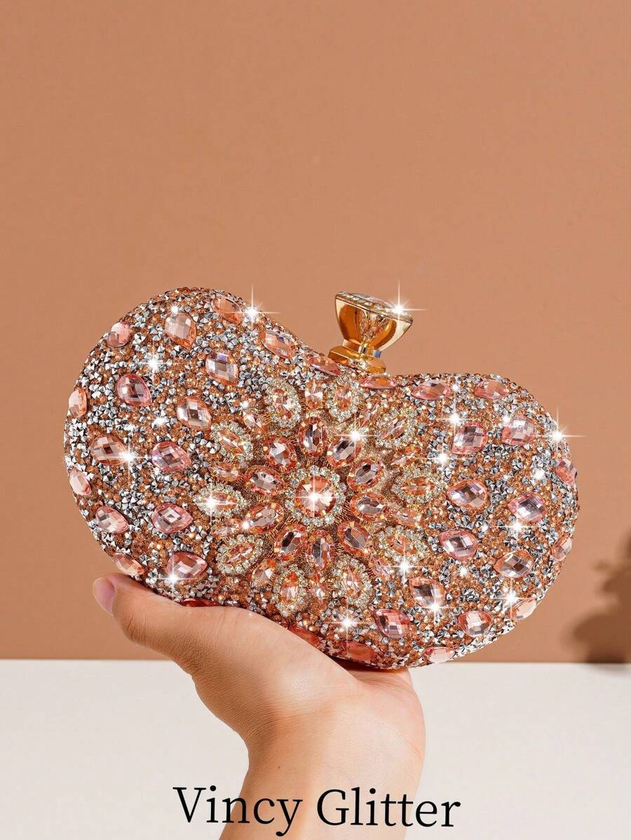 Mini Party Handbag, Unique Shaped Clutch Purse, Elegant Lady Bag For Ballroom Dance, Events, Fashion European Style Versatile Accessory - Champagne - View 1
