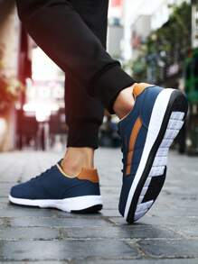 男士休闲运动鞋，防滑轻便皮鞋，适合户外、健身、室内跑步 - 藍色 - 查看 6