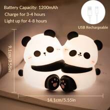 1 Pc Cute Panda Night Light Rechargeable, Silicone Panda Touch Lamp, Soft Animal Night Lamp, 3 Brightness Dimmable LED Night Light For Kids, Breastfeeding, Toddler, Baby Nursery, Cute Night Lamp, Cute Desk Decor, Cute Room Decor, Cute Panda Gifts Stuff For Boys, Girls, Children
