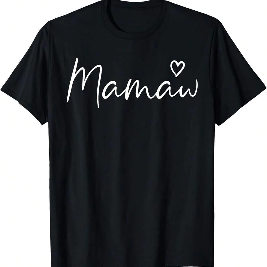 Mamaw Gifts For Women Grandma Heart Mother's Day Mamaw T-Shirt Women's Plus Size Graphic Tee - Black - View 1