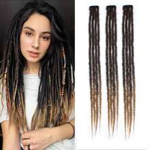 3 Piezas de extensiones de rastas sintéticas rectas de 24 pulgadas con doble extremo, hechas a mano, suaves, de estilo reggae hippie, para mujeres