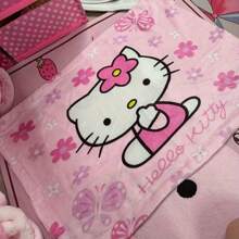 Sanrio 2Pcs Cute KT Cat Pillow Case Children's Milk Plush Girl's Cute Katie KT Winter Plush Pillow Case (Excluding Pillow Core)