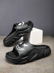 Men's Outdoor Casual Striped Gym Sports Slide Sandals - Black - View 1