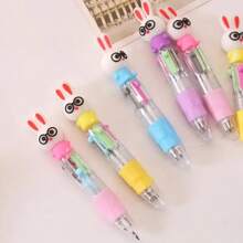 5pcs Random Bunny Shaped 4-Color Retractable Ball Point Pens, Mini Easter Gifts