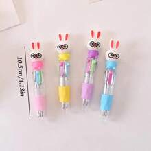 5pcs Random Bunny Shaped 4-Color Retractable Ball Point Pens, Mini Easter Gifts