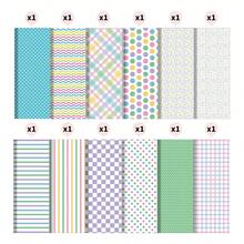 12 szt. papieru wielkanocnego ze wzorem, papier specjalistyczny do scrapbookingu, papier pastelowy ze wzorem, papier dekoracyjny w kolorze cukierkowym, jednostronny papier typu kraft do tworzenia kartek, albumów, dzienników i ozdób - Wielokolorowe - Zobacz 2