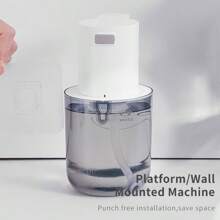 1 st. 400 ml oplaadbare zeepdispenser voor in de badkamer met automatische sensor, wandmontage, inclusief oplaadkabel en lijm voor wandmontage
