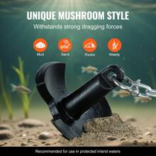 River Anchor, 12 LBS Or 30 LBS Boat Anchor Cast Iron Black Vinyl-Coated With Shackle, Marine Grade Mushroom Anchor For Boats Up To 10 Ft, Impressive Holding Power In River And Mud Bottom Lakes - 12 LBS Boat Anchor - View 3
